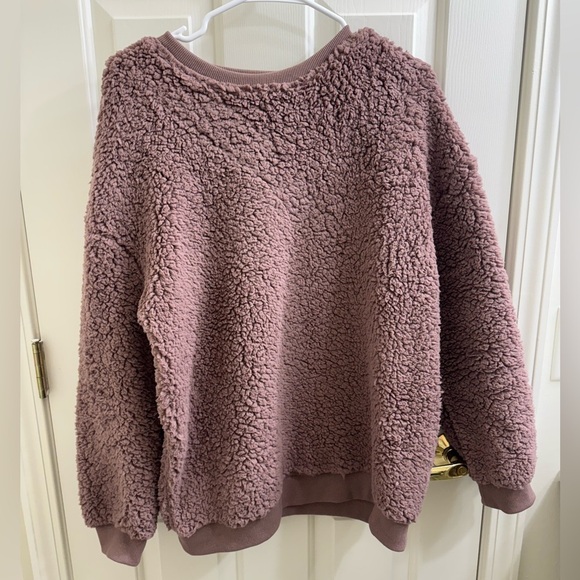 easel Sweaters - Easel Taupe Textured Sherpa Sweater top